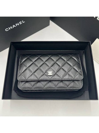 Classic Crossbag On Chain Grained Calfskin & Silver Black - CHANEL - BALAAN 2