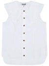 Ruffle Collar Button Sleeveless Shirt White - GANNI - BALAAN.