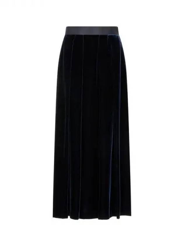 Women s Pleated Detail Velor Skirt Navy 270382 - EMPORIO ARMANI - BALAAN 1