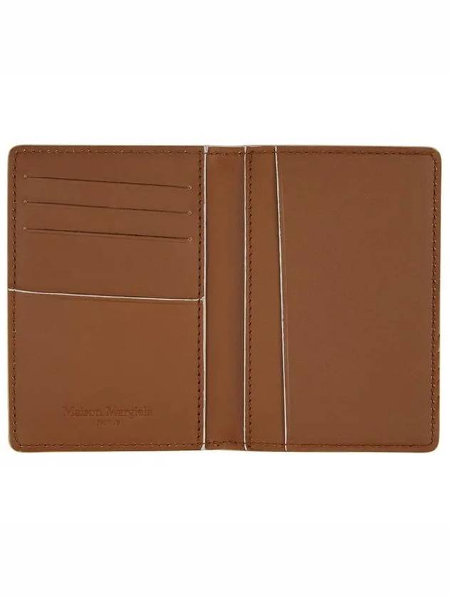 Maison Margiela Stitched Logo Brown Gray Twotone Leather Befold Card Holder - MAISON MARGIELA - BALAAN 4