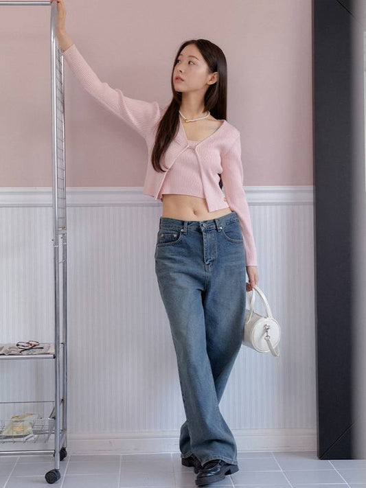 ANC RIBBED KNIT CARDIGAN SET_PINK - ANOETIC - BALAAN 1