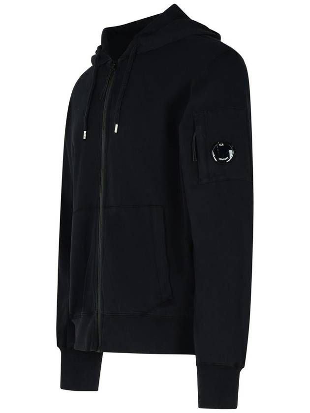 Light Fleece Zip Up Hoodie Black - CP COMPANY - BALAAN 3