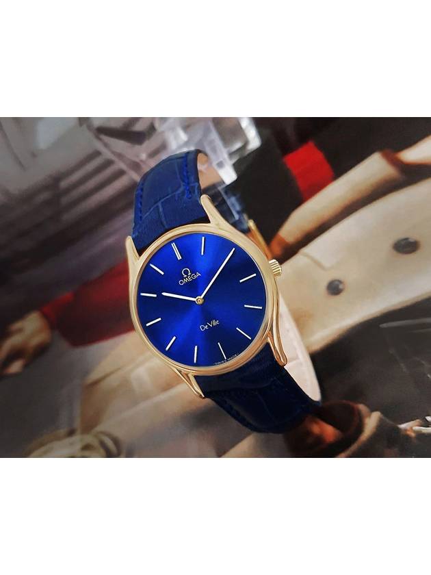 Deville blue plate unisex quartz leather watch - OMEGA - BALAAN 6