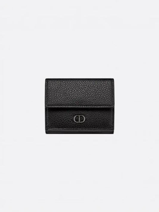 CD Icon Signature Grain Calfskin Tri-Fold Half Wallet Black - DIOR - BALAAN 2