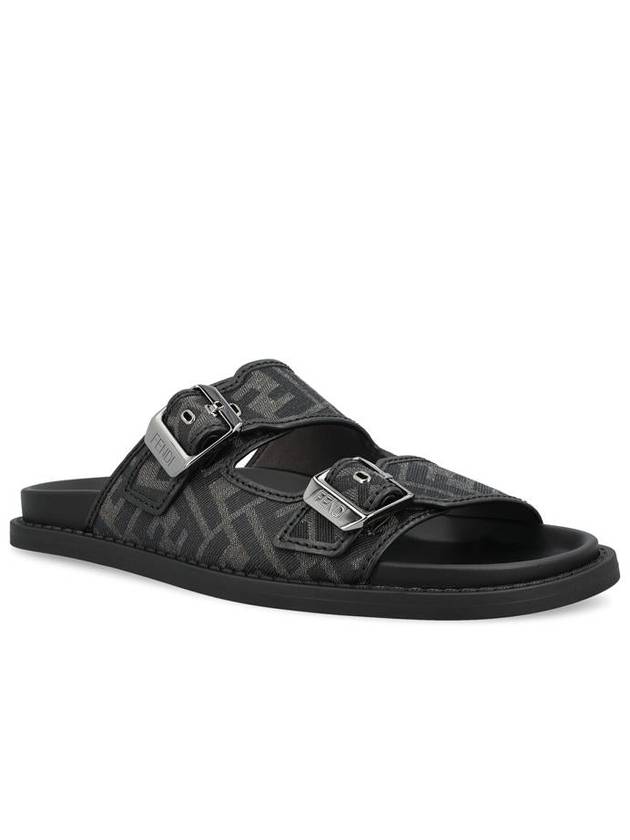 Men's Peel Jacquard Fabric Sandals Black - FENDI - BALAAN 3