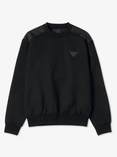 Triangle Logo Stud Technical Sweatshirt Black - PRADA - BALAAN 1