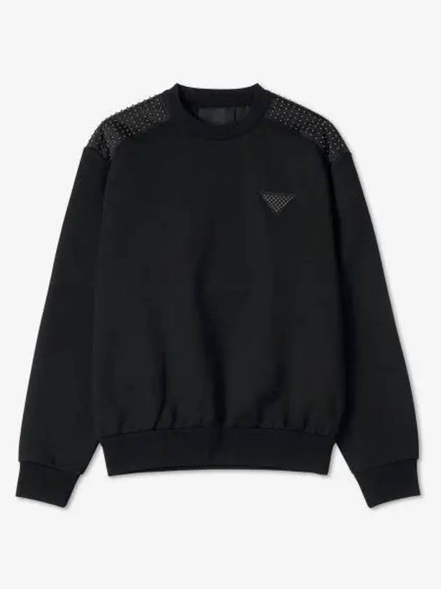 Triangle Logo Stud Technical Sweatshirt Black - PRADA - BALAAN 2