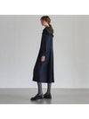 Women's Sailor Frill Collor Pleats Long Dress Navy - MITTE - BALAAN 6