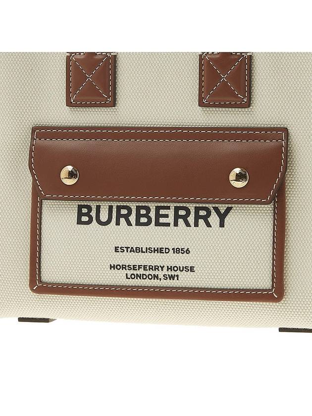 Mini Two-Tone Canvas and Leather Freya Tote Bag Natural Tan - BURBERRY - BALAAN 7