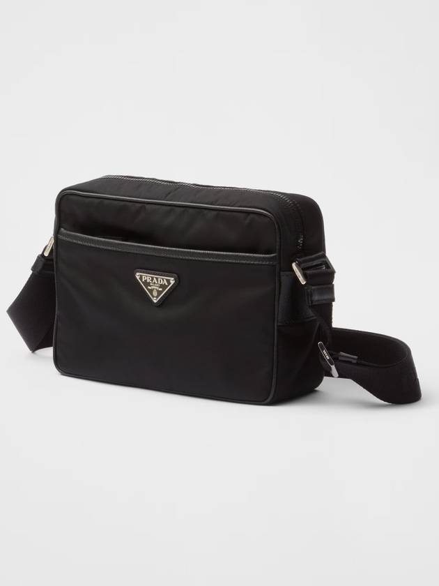 Re-Nylon Saffiano Leather Triangle Logo Cross Bag Black - PRADA - BALAAN 3