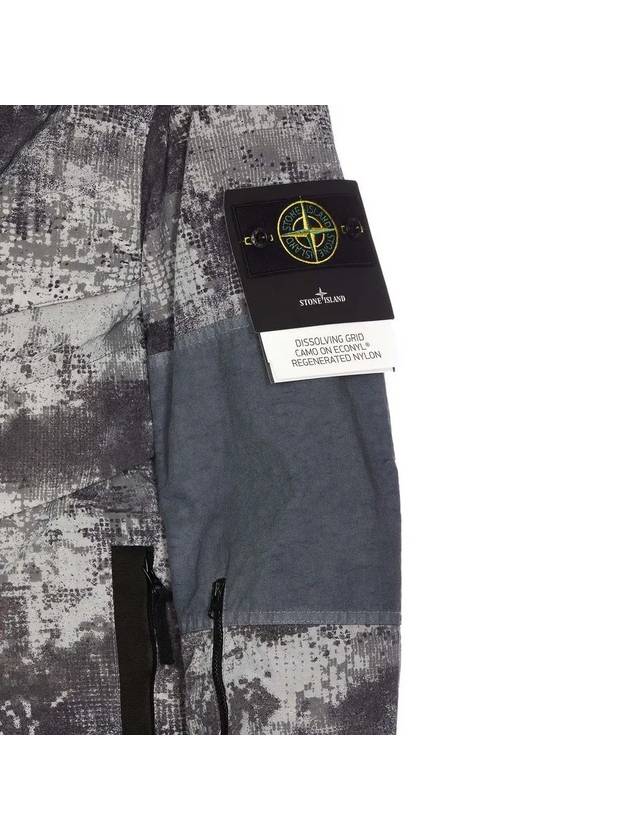 Dissolving Grid Camo Econyl Regenerated Nylon Hooded Jacket Grey - STONE ISLAND - BALAAN 4