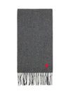 Small Heart Logo Classic Wool Scarf Dark Grey - AMI - BALAAN 2