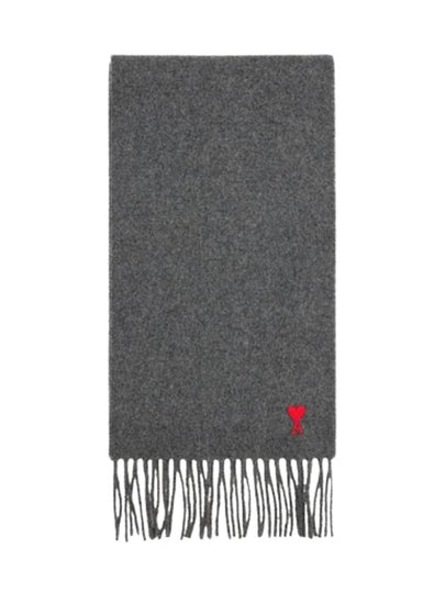 Small Heart Logo Classic Wool Scarf Dark Grey - AMI - BALAAN 2