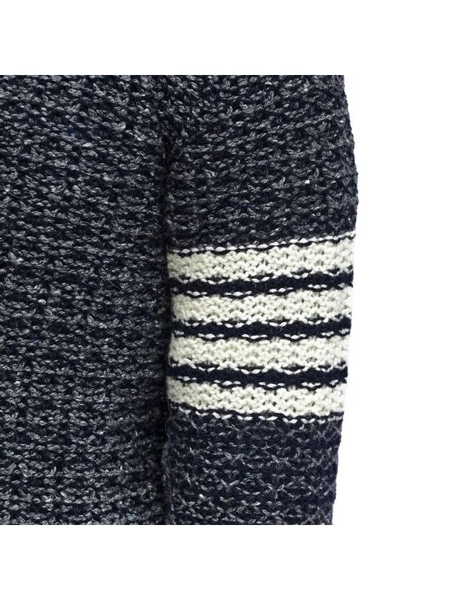 4 Bar Stripe Melange Effect Wool Knit Top Navy - THOM BROWNE - BALAAN 5