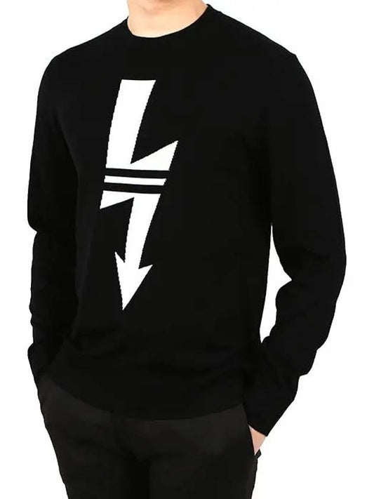 Lightning embroidery knit black man PBMA886 - NEIL BARRETT - BALAAN 2