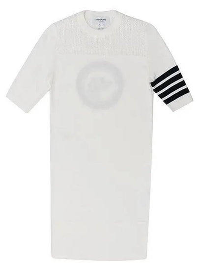 Women's 4 Bar Hector Medallion Short Sleeve Mini Dress White - THOM BROWNE - BALAAN 2