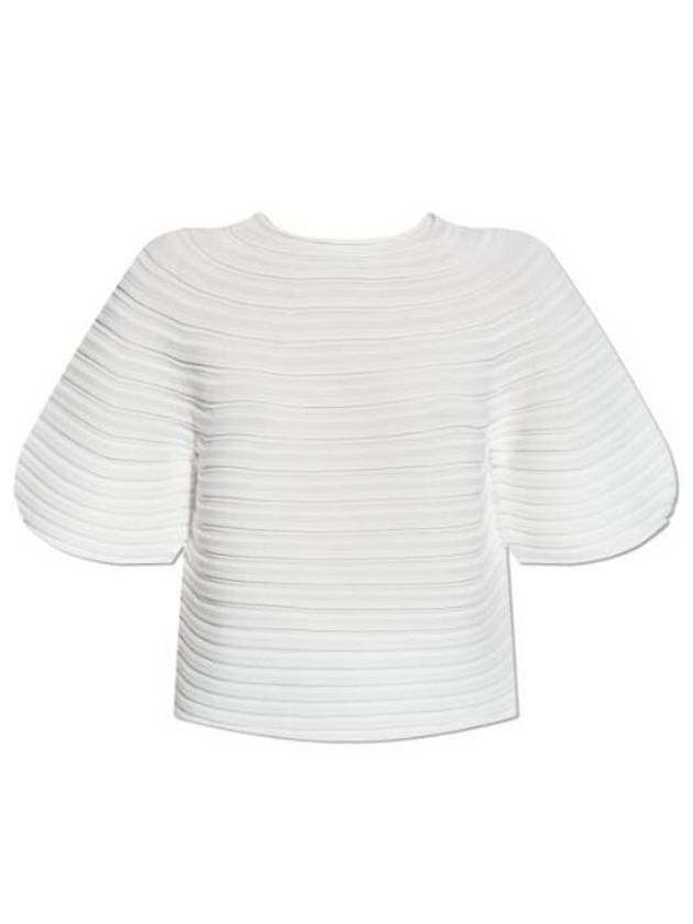 Mushroom Knit Short Sleeve T-Shirt White - ISSEY MIYAKE - BALAAN 2