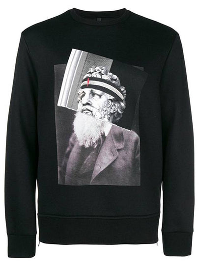 Men's Poseidon Print Sweatshirt Black - NEIL BARRETT - BALAAN 2