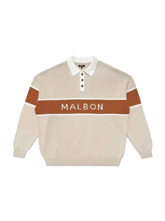 Health SeekersGolfers Color Block Flow Neck Sweatshirt BEIGE M3313LKT05BEI - MALBON GOLF - BALAAN 1