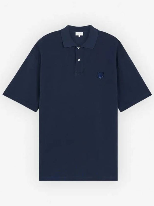 Bold Fox Head Patch Oversized Polo Shirt Navy - MAISON KITSUNE - BALAAN 2