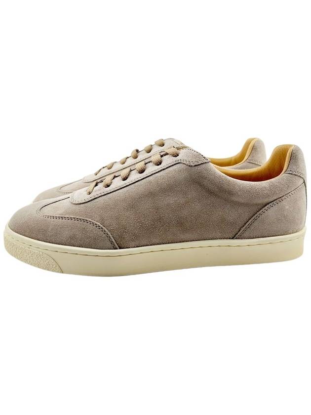 Almond Toe Leather Low Top Sneakers Grey - BRUNELLO CUCINELLI - BALAAN 3