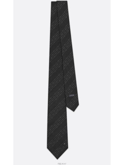 CD Icon Striped Tie Black Gray Silk - DIOR - BALAAN 2