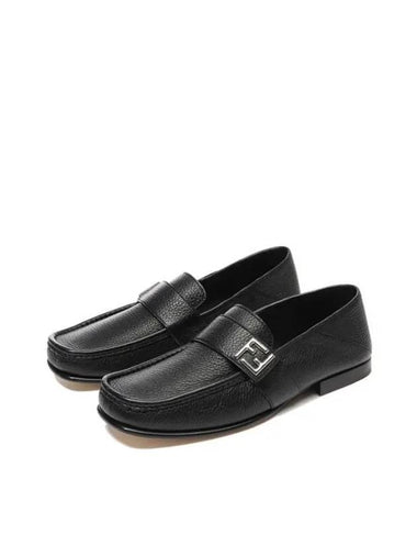 FF Square Leather Loafers Black - FENDI - BALAAN 1