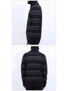 Men's Striped Cable Wool Turtleneck Black - SAINT LAURENT - BALAAN 4