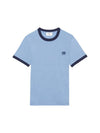 Men's Embroidered Logo Short Sleeve T-Shirt Blue - AMI - BALAAN 1