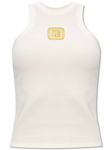 Balmain Top With Logo, Women's, Cream - BALMAIN - BALAAN 1