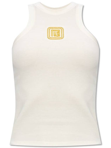 Balmain Top With Logo, Women's, Cream - BALMAIN - BALAAN 1