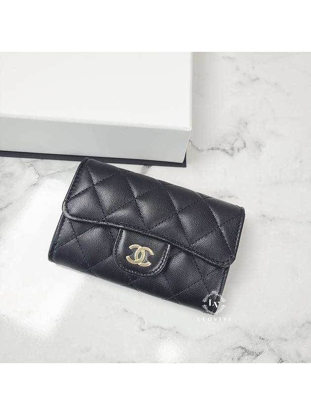 Classic Card Holder Lambskin Gold Black - CHANEL - BALAAN 3