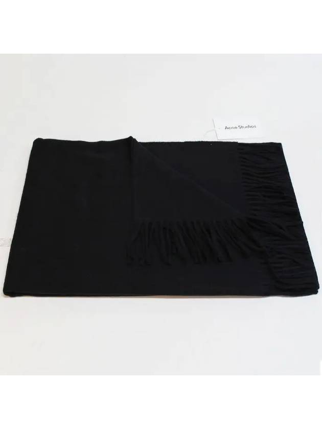 Logo Wool Fringe Scarf Black - ACNE STUDIOS - BALAAN 4