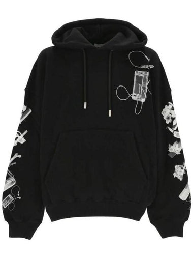 Logo Printed Drawstring Hoodie Black - OFF WHITE - BALAAN 1