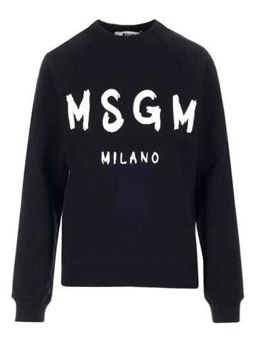 Logo Print Cotton Sweatshirt Black - MSGM - BALAAN 1