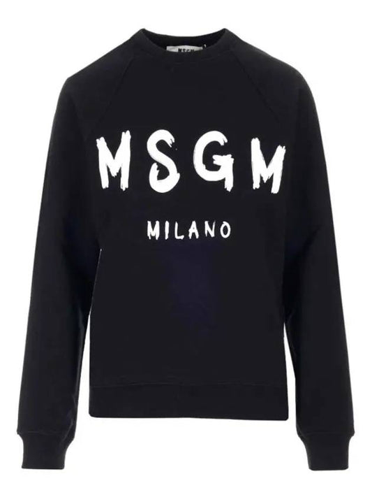 Logo Print Cotton Sweatshirt Black - MSGM - BALAAN.