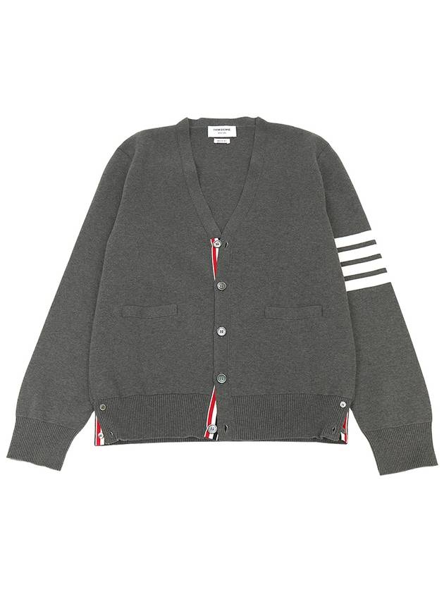 Milano Stitch 4-Bar Cardigan Medium Grey - THOM BROWNE - BALAAN 2