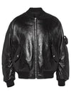 Nappa Leather Bomber Jacket Black - PRADA - BALAAN 2