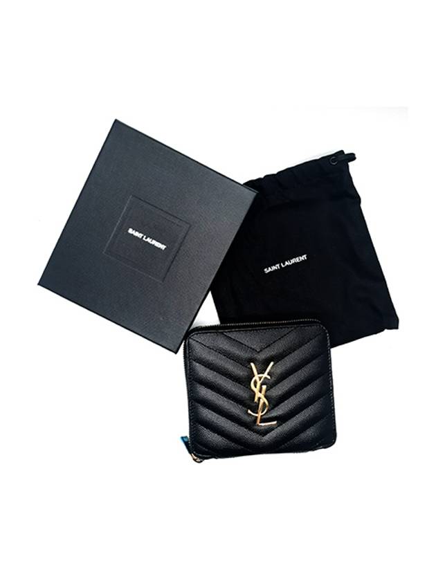 Monogram Compact Zipper Halfwallet Black - SAINT LAURENT - BALAAN 6