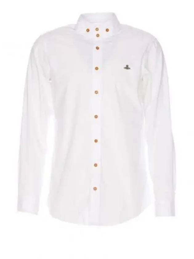 Men's Embroidered ORB Logo Long Sleeve Shirt White - VIVIENNE WESTWOOD - BALAAN 2