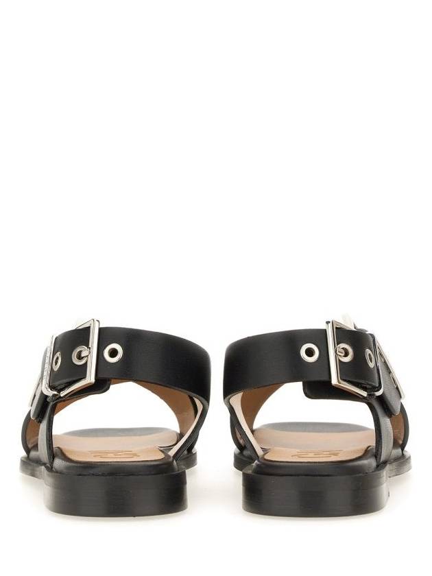 Cross Strap Buckle Sandals Black - GANNI - BALAAN 4