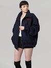 High Neck Full Zip-Up Jacket Navy - ATHPLATFORM - BALAAN 3