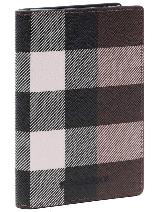 Checked Leather Card Wallet Dark Birch Brown - BURBERRY - BALAAN 4