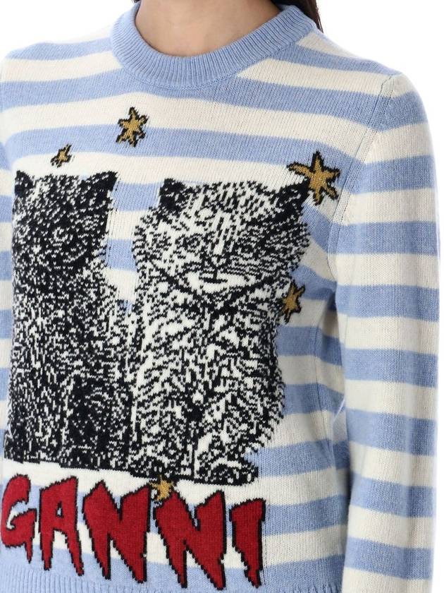 Striped graphic cat jumper - GANNI - BALAAN 3