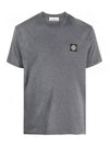 Slimfit Cotton Jersey Short Sleeve T-shirt Dark Grey - STONE ISLAND - BALAAN 2