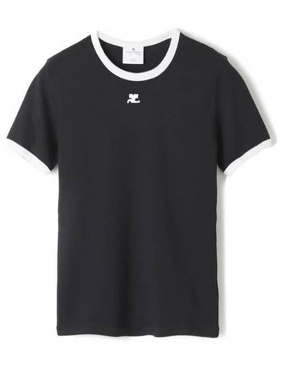 Bumpy Contrast Re-Edition Short Sleeve T-Shirt Black - COURREGES - BALAAN 2