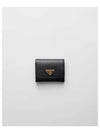 Triangular Logo Tri-Fold Half Wallet Black - PRADA - BALAAN 2