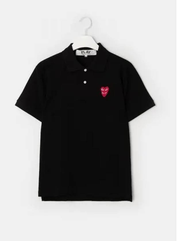 Women s Double Red Heart Waffen Polo T shirt Blouse Southern Black Domestic Product GM0023051586903 - COMME DES GARCONS PLAY - BALAAN 1