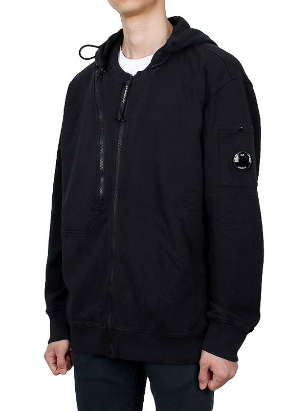 Cotton Fleece Hooded Jacket Black - CP COMPANY - BALAAN 5