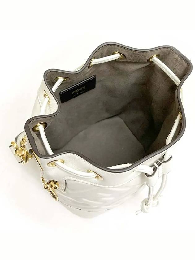 Mon Tresor FF Motif Leather Mini Bucket Bag White - FENDI - BALAAN 5